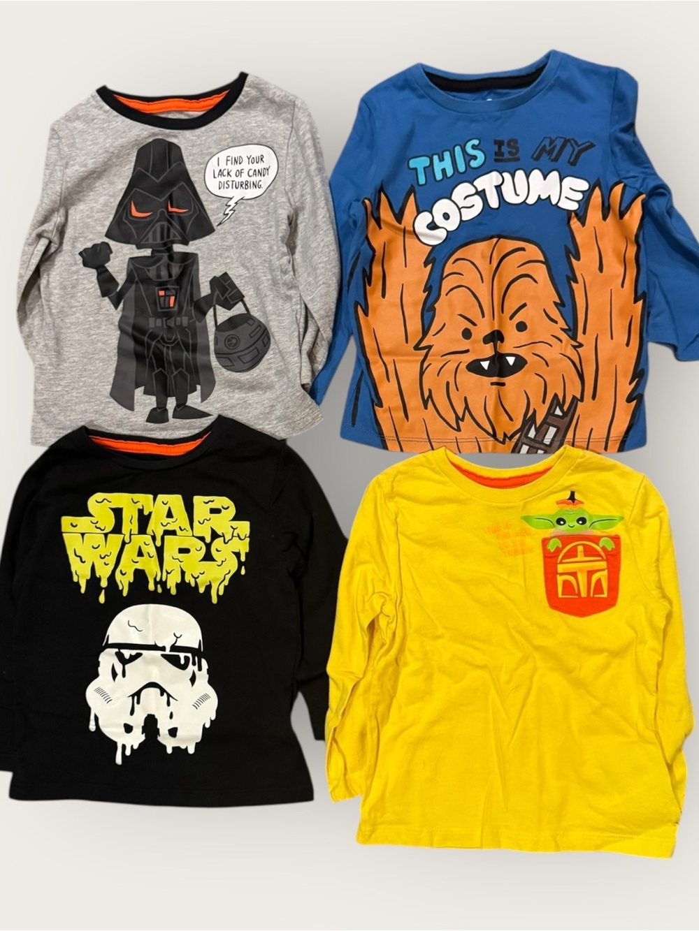 Star Wars Halloween Shirt Lot 2T Grogu Darth Vader Chewbacca Stormtrooper